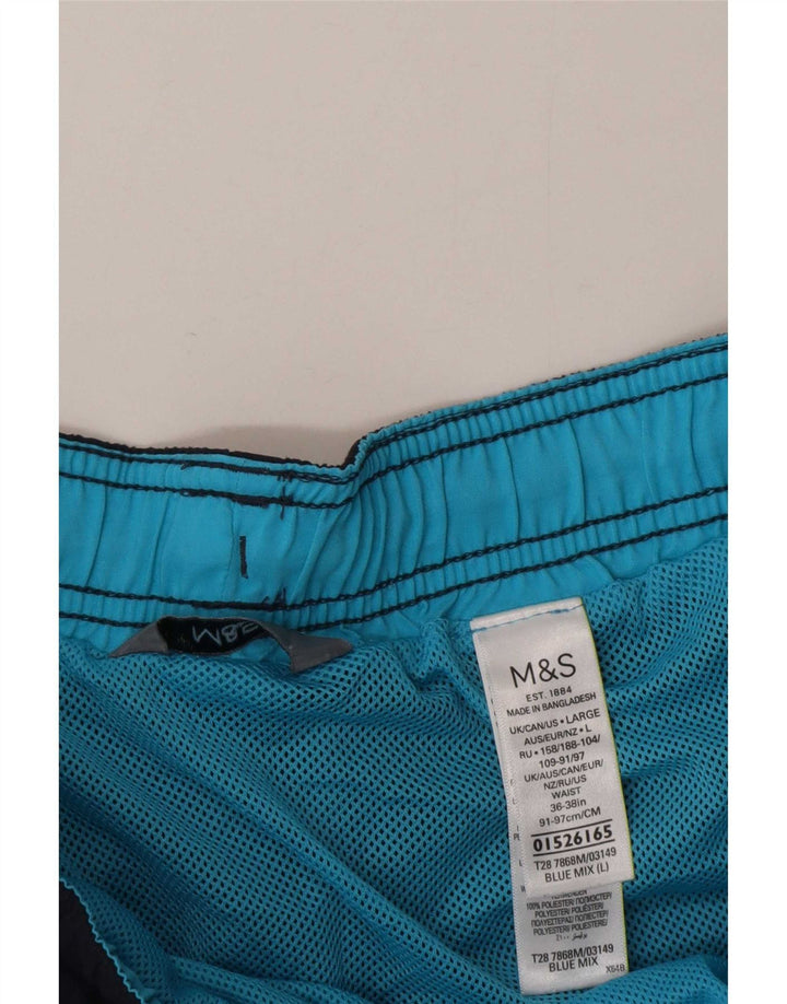 Marks & Spencer Badeshorts til mænd store blå farveblok polyester