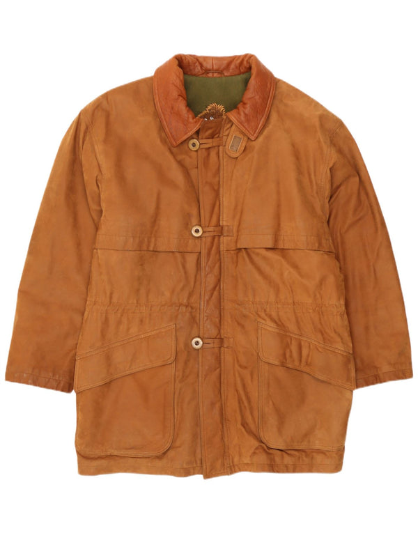 Vintage herre læder vindjakke IT 46 Lille brunt læder