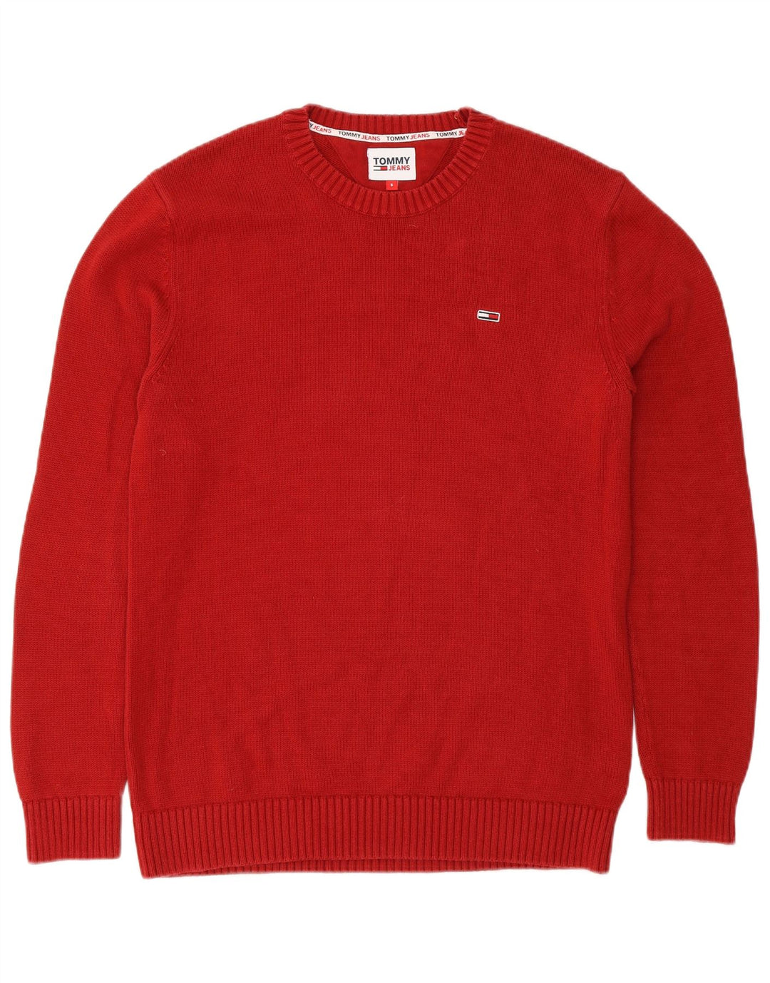 Tommy Hilfiger Herre sweater med rund hals, lille rød bomuld