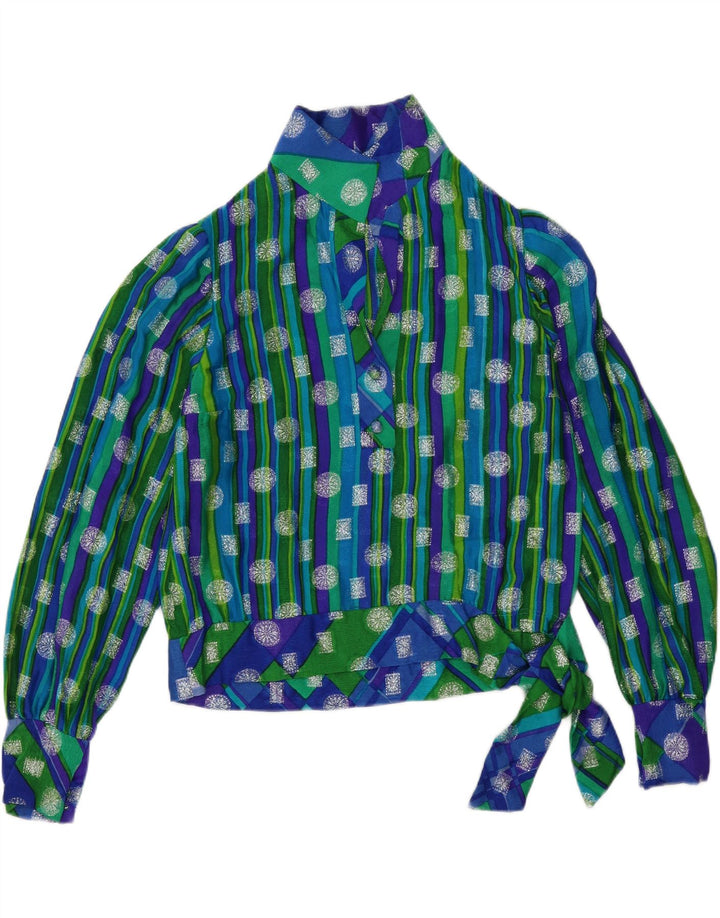 VINTAGE Womens Long Sleeve Blouse Top UK 14 Large Multicoloured Striped Vintage Vintage and Second-Hand Vintage from Messina Hembry 