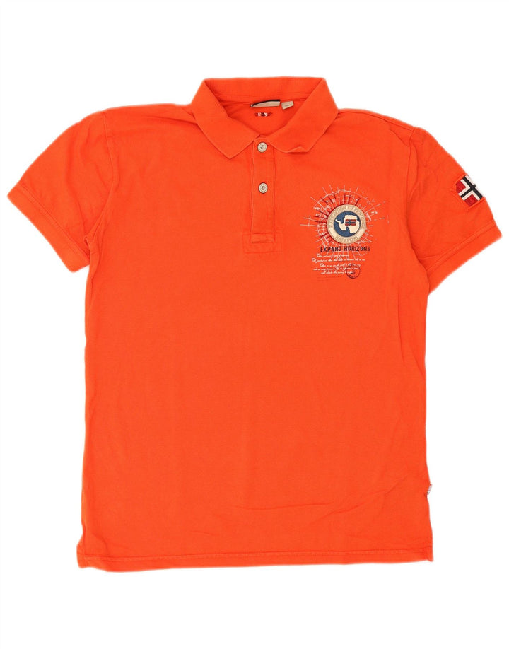 Napapijri Herre grafisk poloshirt Medium Orange Bomuld