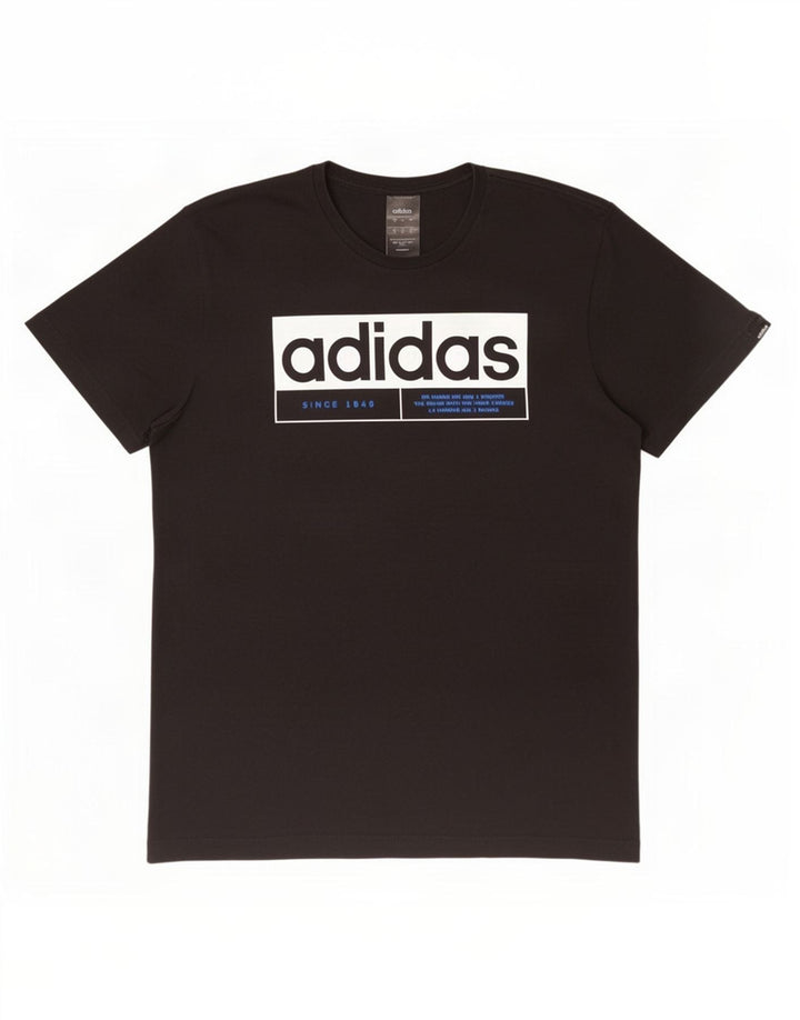 Adidas Tre Stripes Grafisk T-Shirt Top Medium Sort Bomuld