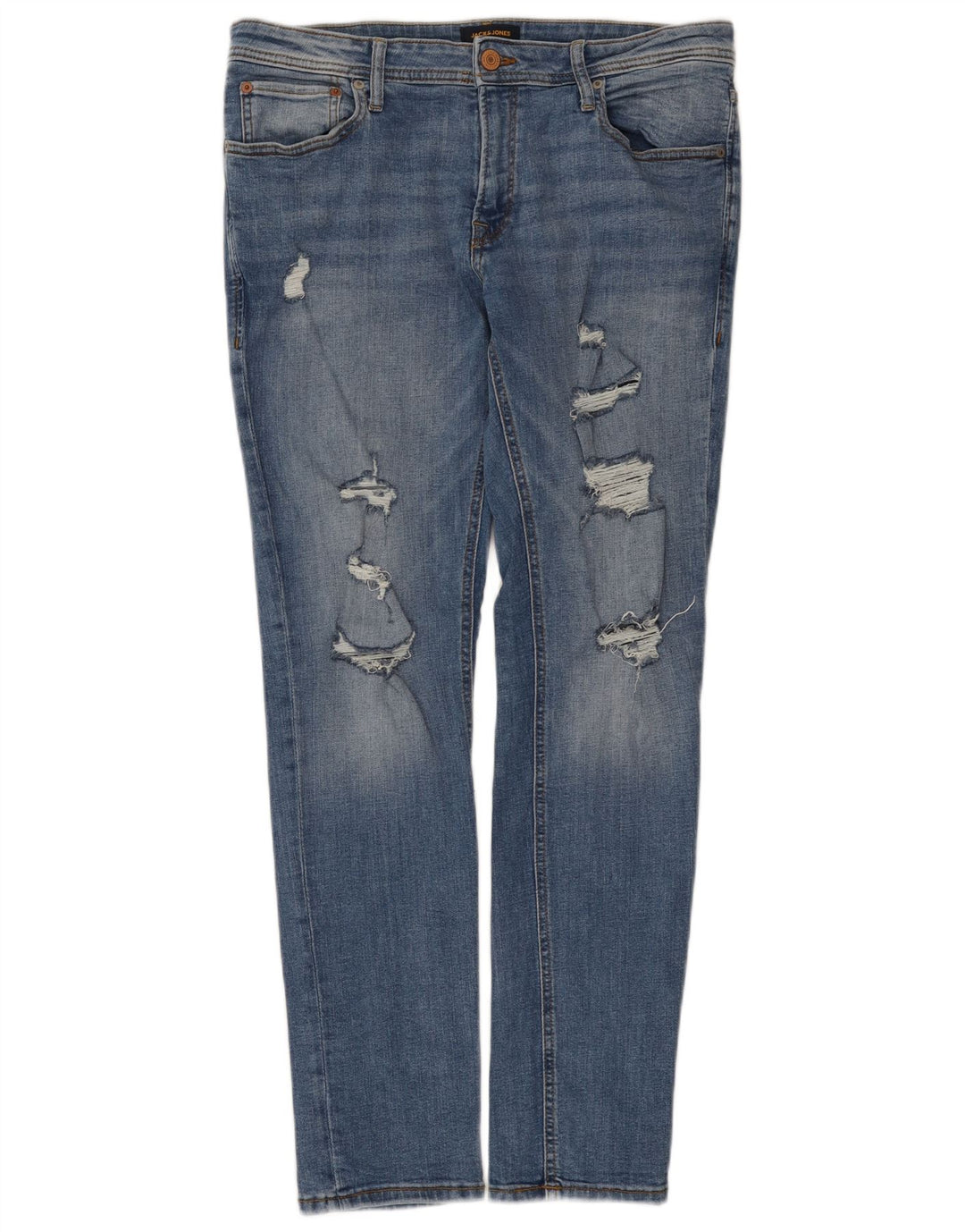 Jack & Jones Herre Distressed Slim Jeans W36 L32 Blå Bomuld