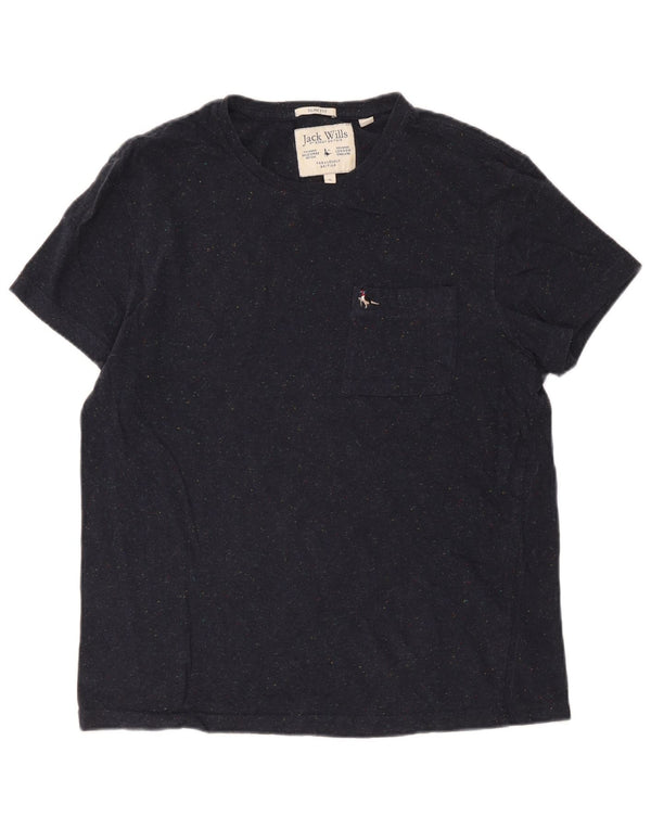 Jack Wills Herre Slim Fit T-Shirt Top XL Marineblå Flecked Bomuld