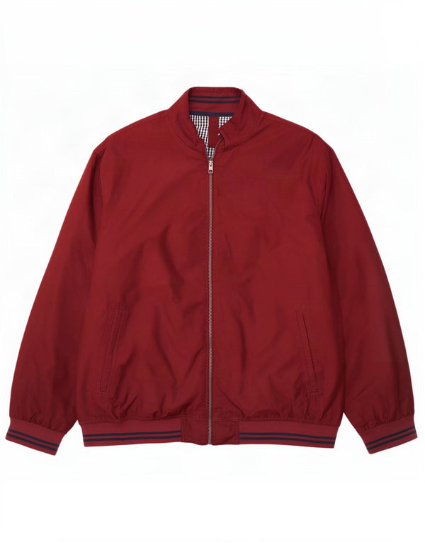 James Pringle Herre Bomber Jacket UK 44 2XL Burgundy Polyester