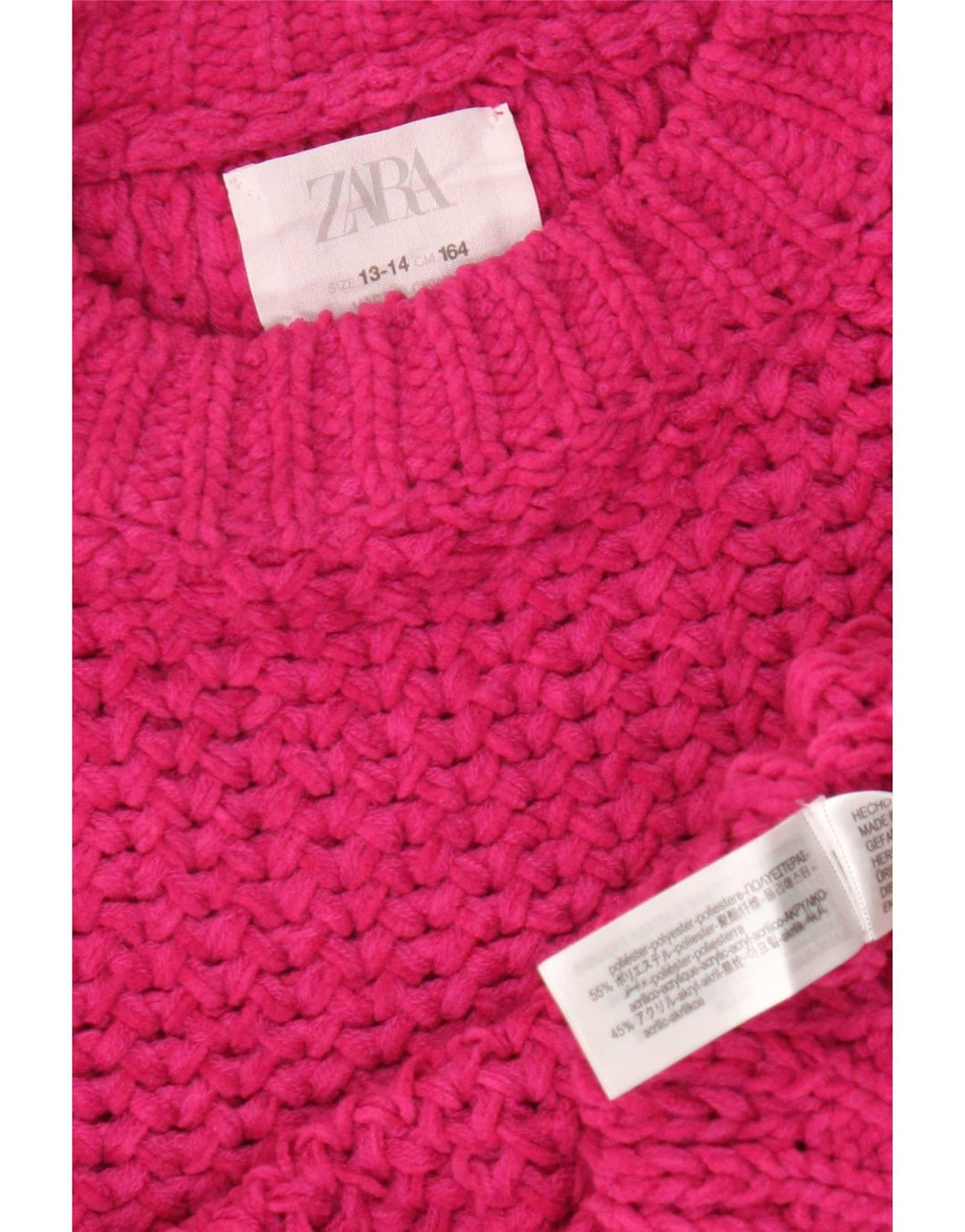 Zara piger med rund hals sweater 13-14 år Pink Polyester