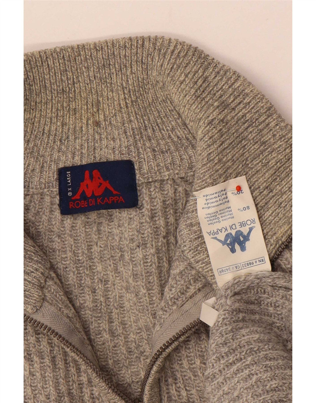 Kappa Herre Zip Neck Jumper Sweater XL Grå Uld