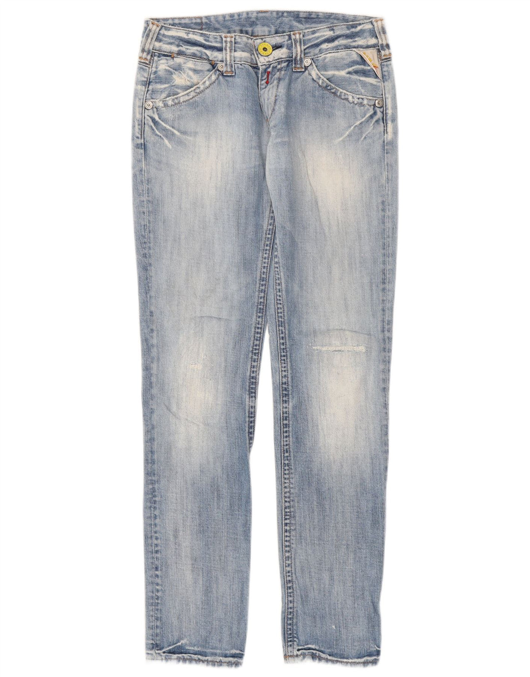 Replay Dame Distressed Slim Jeans W27 L32 Blå Bomuld