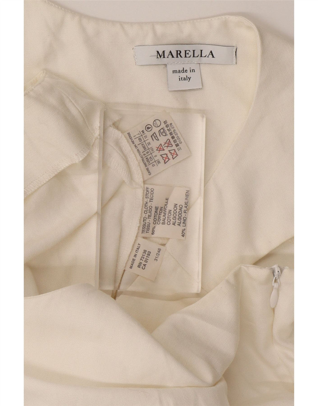 MARELLA Womens Sleeveless Sheath Dress UK 12 Medium White Cotton