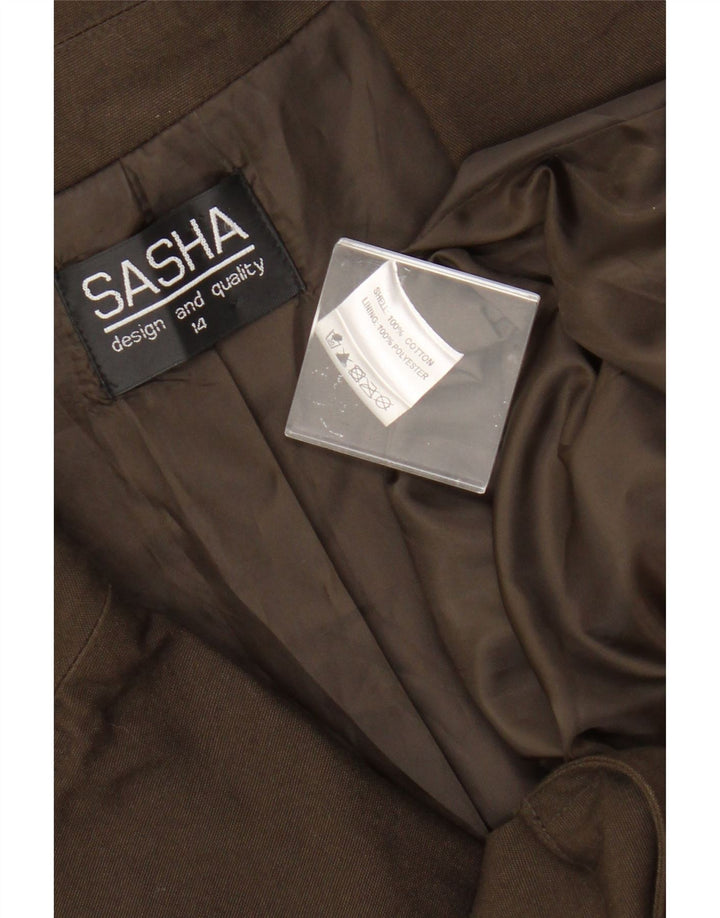 Sasha Womens Utility Jacket UK 14 Large Khaki Cotton