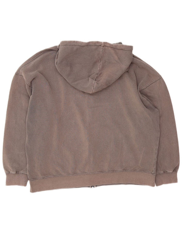 Pull & Bear Dame Oversized hættetrøje Sweater med lynlås UK 14 Medium Grey Bomuld