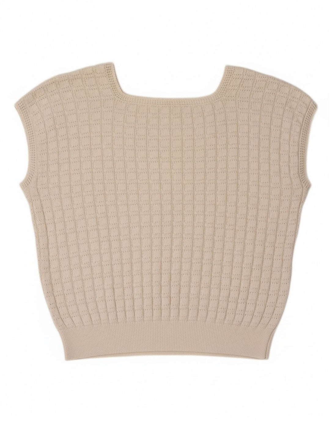 VINTAGE Womens Crop Vest Tank Top UK 14 Medium Off White