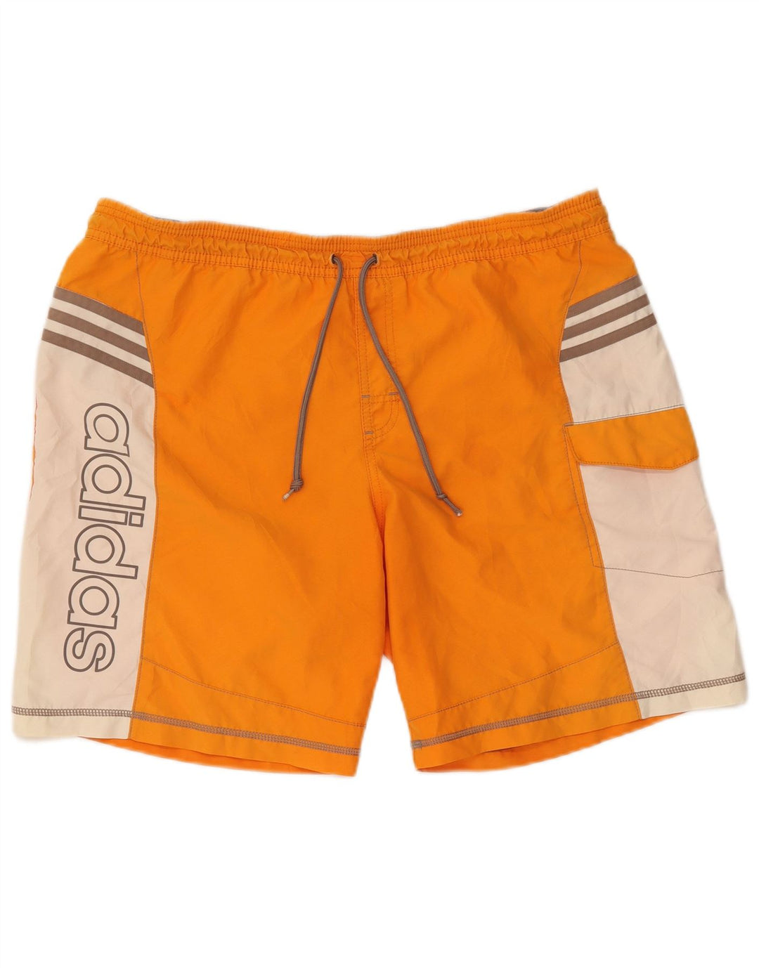 ADIDAS grafiske sportsshorts til mænd Large Orange Colourblock Polyester