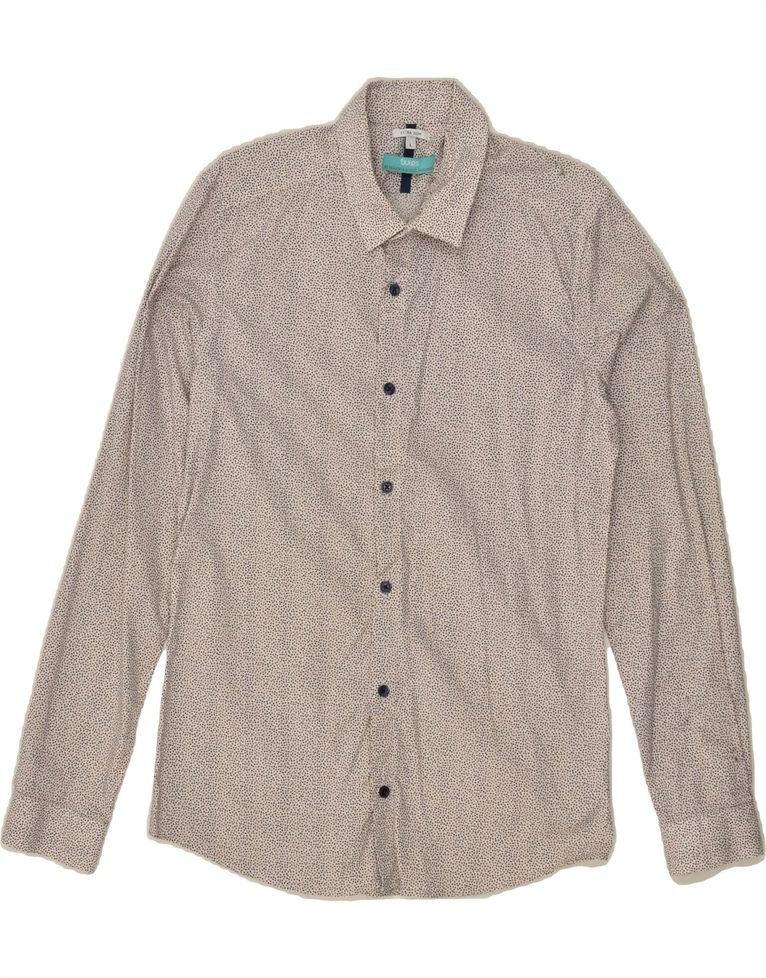 JULES Mens Extra Slim Fit Shirt Large Grey Spotted Cotton Vintage Jules and Second-Hand Jules from Messina Hembry 