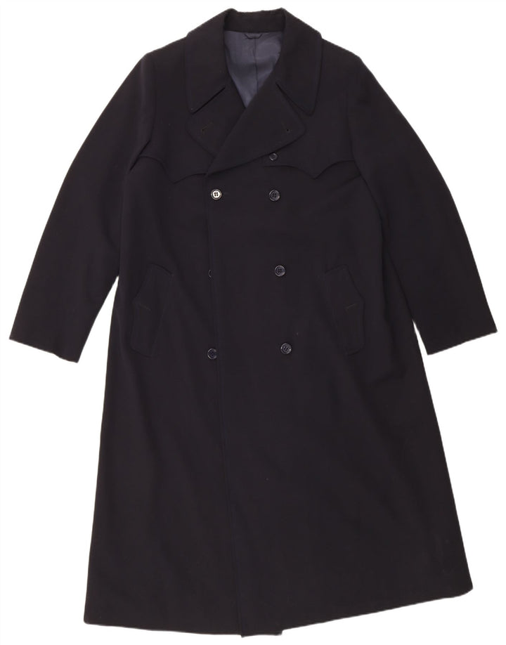 Vintage Dame Dobbeltradet Trench Coat UK 14 Medium Navy Blue