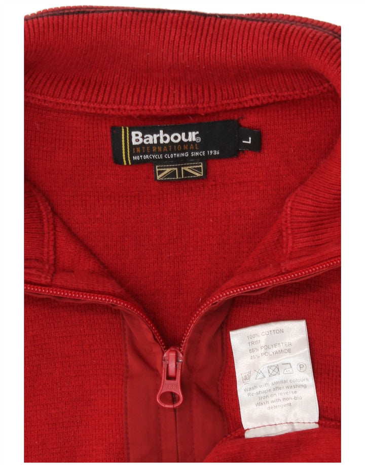 Barbour Herre Zip Neck Jumper Sweater Stor Bourgogne Bomuld