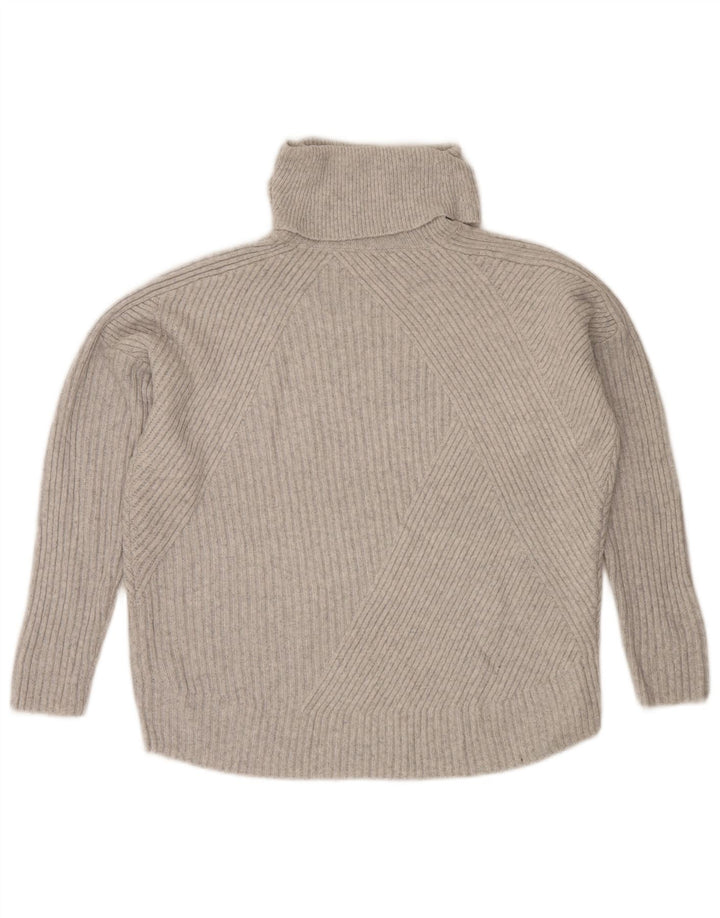 MINT FLØJEL Dame Rullehals sweater UK 10 Small Grey Flecked
