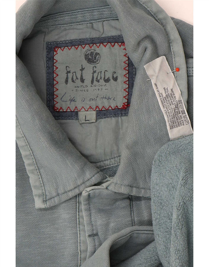 Fat Face Herre Polo Neck Sweatshirt Jumper Stor Blå Flecked Bomuld
