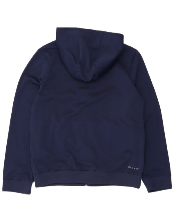 Nike drenge Dri Fit hættetrøje med lynlås 13-14 år XL marineblå farveblok