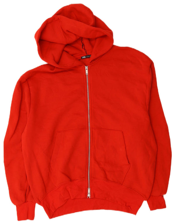 Zara Dame Oversized Hættetrøje Sweater UK 10 Lille Rød Bomuld