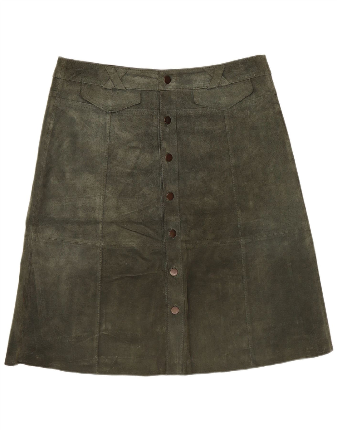 TOPSHOP Dame ruskindsnederdel UK 12 Medium W32 Khaki Læder