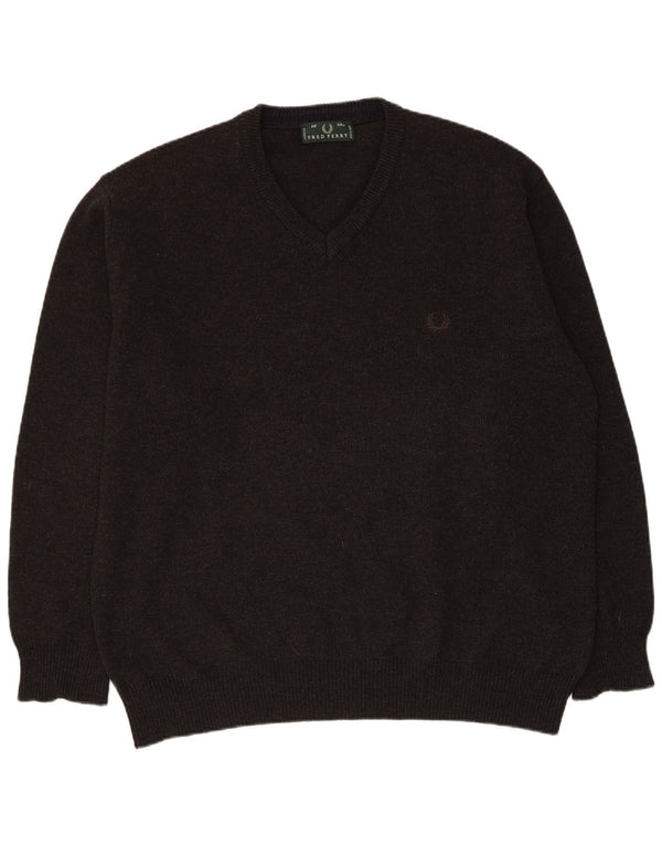 Fred Perry Herre V-hals sweater Stor grå uld