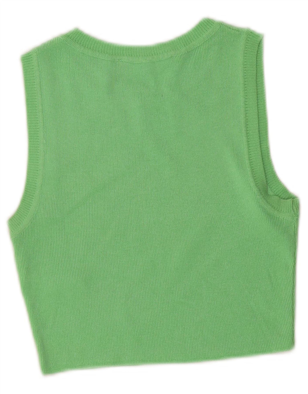 Zara Womens Crop Vest Top UK 8 Small Green Viscose