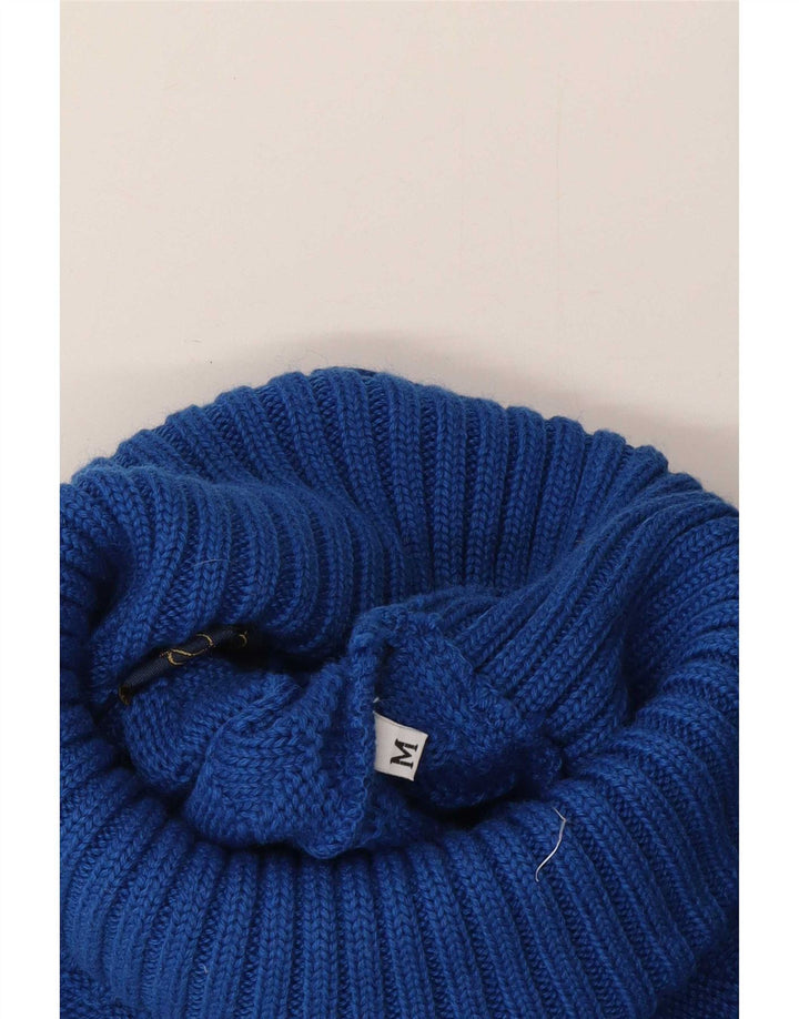Vintage Dame Rullehals Sweater UK 14 Medium Blue Wool