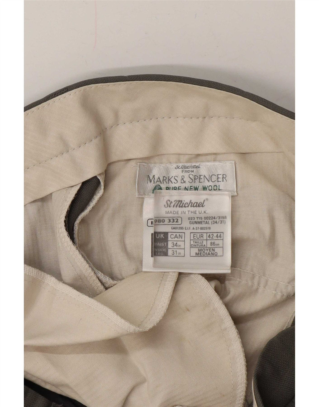 Marks & Spencer Herre St. Michael Pegged Suit Bukser W34 L31 Grå uld