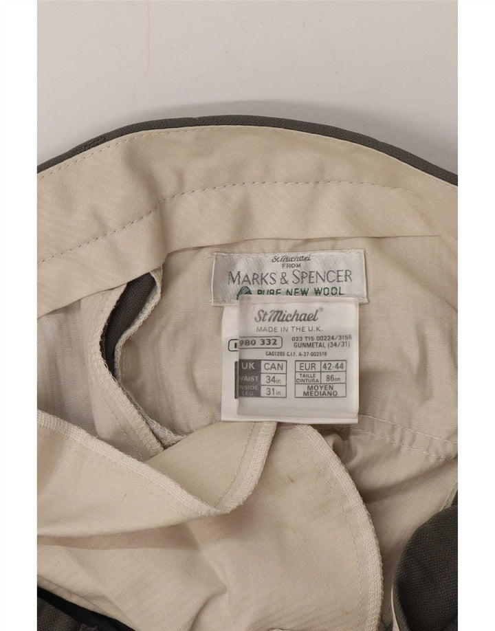Marks & Spencer Herre St. Michael Pegged Suit Bukser W34 L31 Grå uld