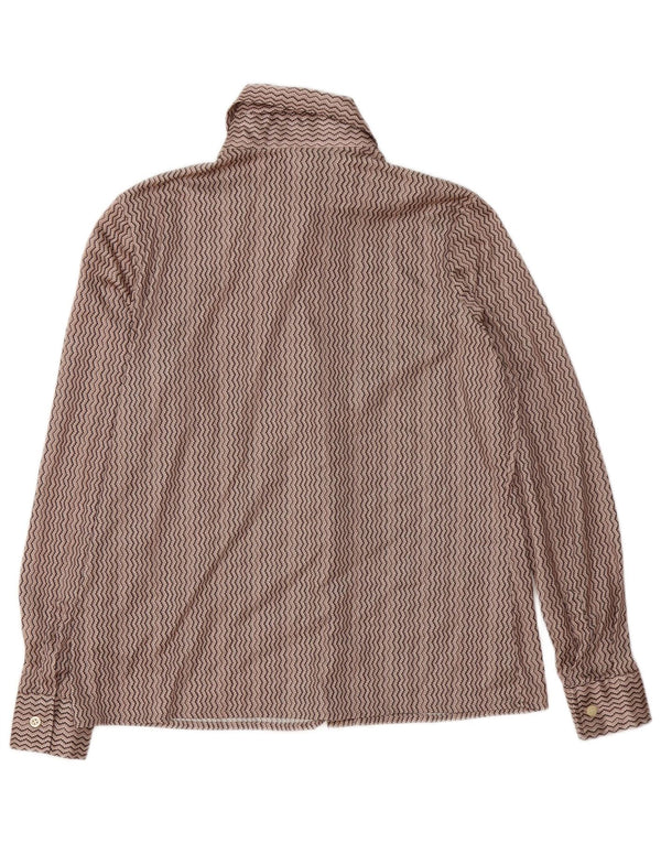 Vintage dameskjortebluse UK 16 Stor brun Chevron