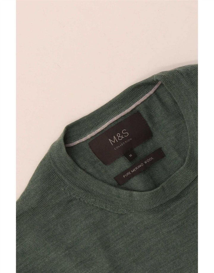 Marks & Spencer Herretrøjetrøje med rund hals mellemgrøn Merinould