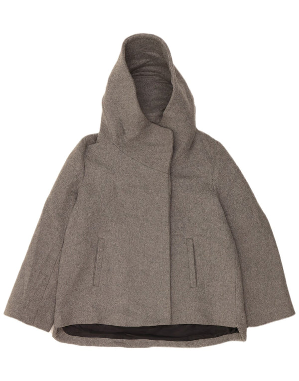 Zara Dame Hooded Windbreaker Jacket UK 14 Large Grå Akryl