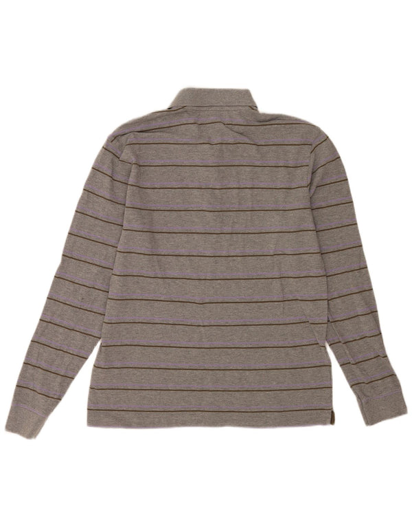 Kappa Langærmet Polo Shirt til mænd XL Gråstribet bomuld