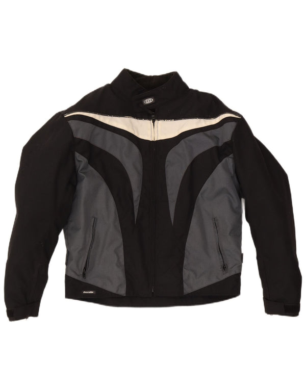 Vintage Mens Racer Jacket UK 36 Small Black Colourblock Polyamide