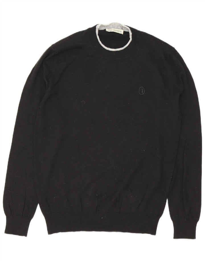 Trussardi Herre sweater med rund hals XL sort polyamid