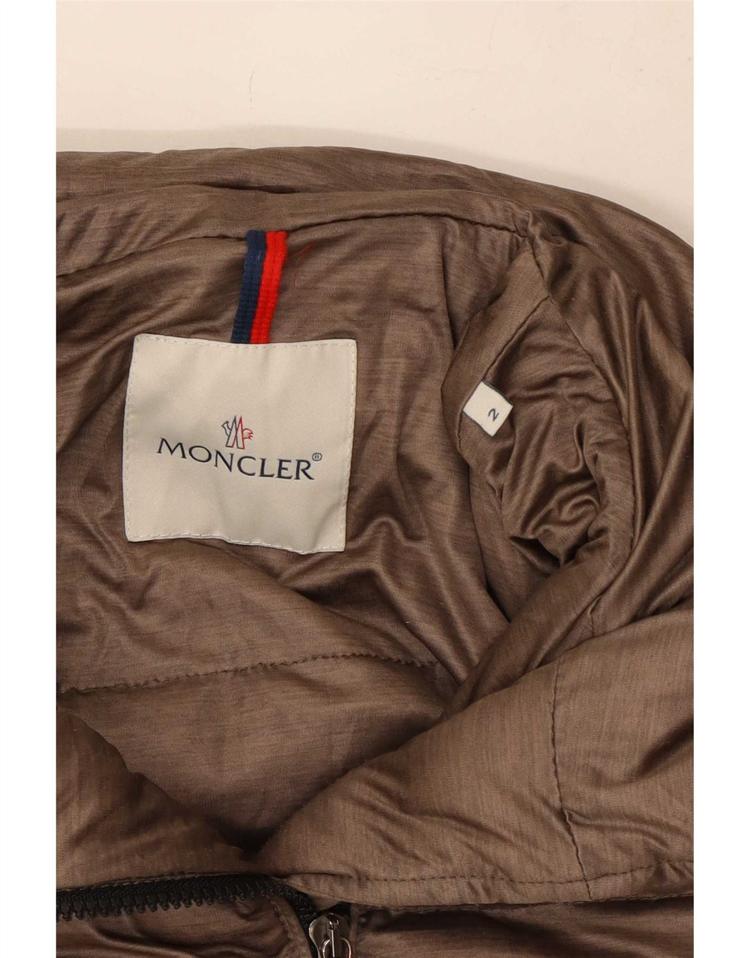 Moncler Dame Polstret Jakke Størrelse 2 Lille Brun Polyester