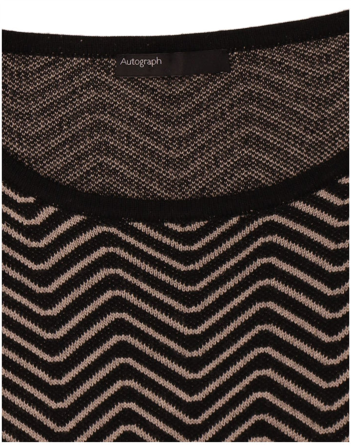 Marks & Spencer Womens Autograph Jumper Dress UK 12 Medium Black Chevron