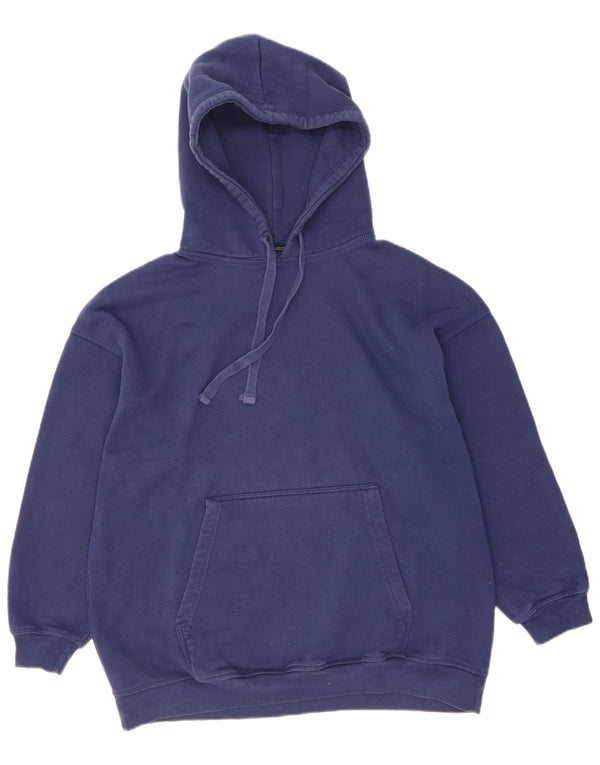 Zara Dame Oversized Hoodie Jumper UK 10 Small Navy Blue Bomuld