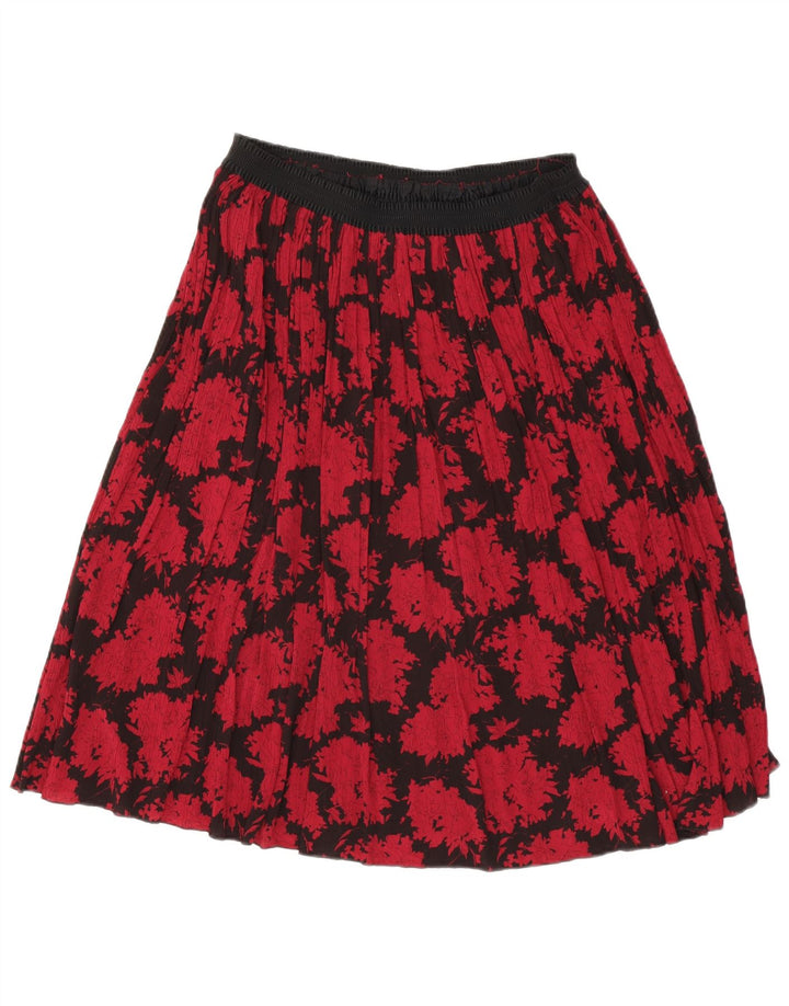 Vintage A-Line nederdel til kvinder W30 Medium Red Floral Polyester