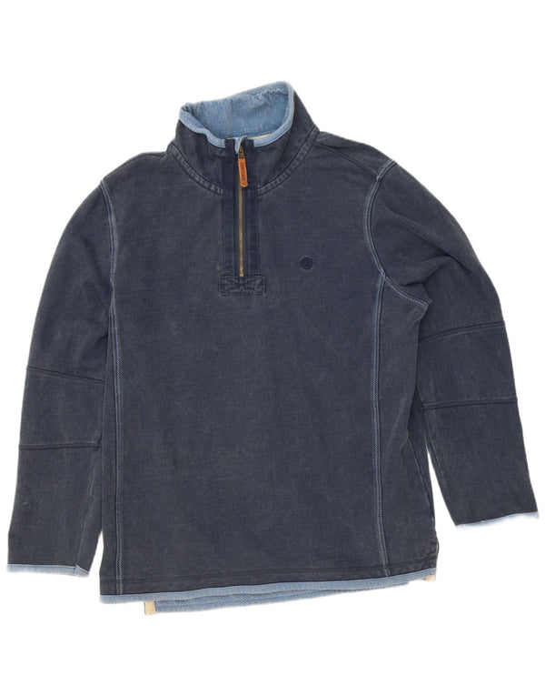 Fat Face Herre Zip Neck Sweatshirt Jumper Large Navy Blue Bomuld