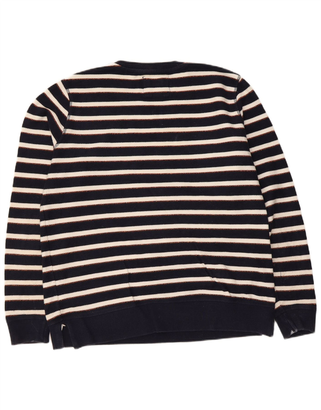 Fat Face Dame Sweatshirt Jumper UK 14 Medium Navy Blue Stribet Nautical