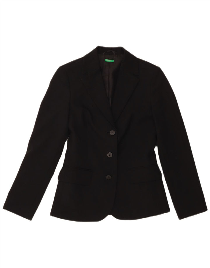 BENETTON Womens 3 Button Blazer Jacket IT 38 XS Black Polyester