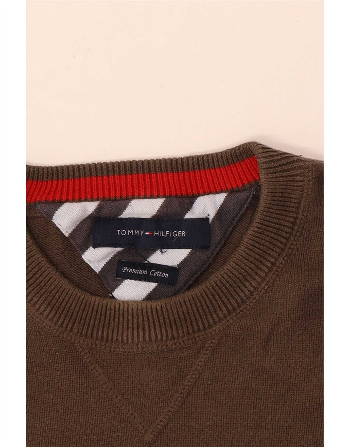Tommy Hilfiger Herre Crew Neck Jumper Sweater Medium Brun Bomuld