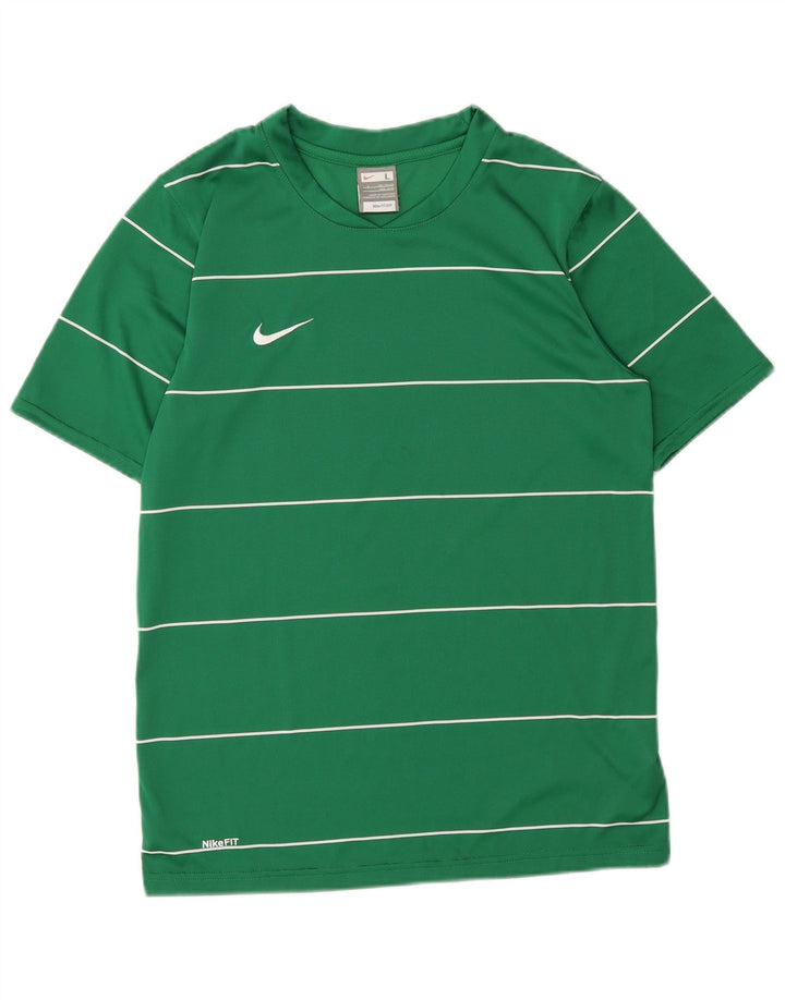 Nike drenge grafisk t-shirt top 12-13 år stor grøn stribet polyester