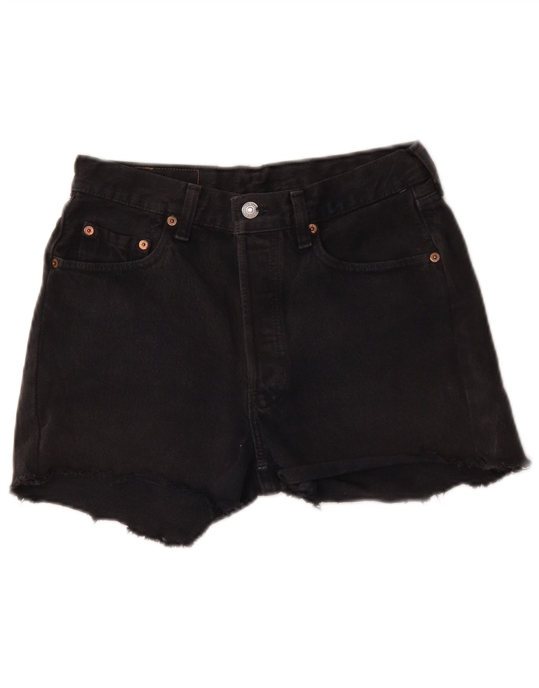 Levi's Womens High Waist Denim Hot Pants W30 Large Black Bomuld