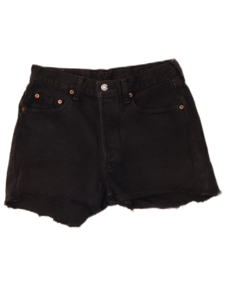 Levi's Womens High Waist Denim Hot Pants W30 Large Black Bomuld