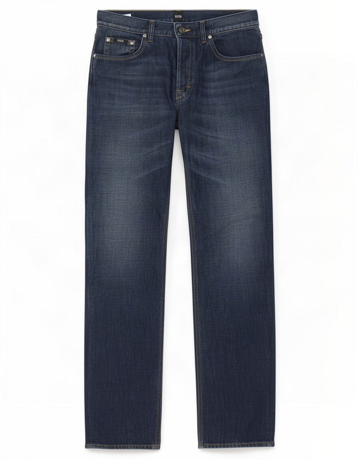 Hugo Boss Straight Jeans til mænd W32 L34 Marineblå Bomuld