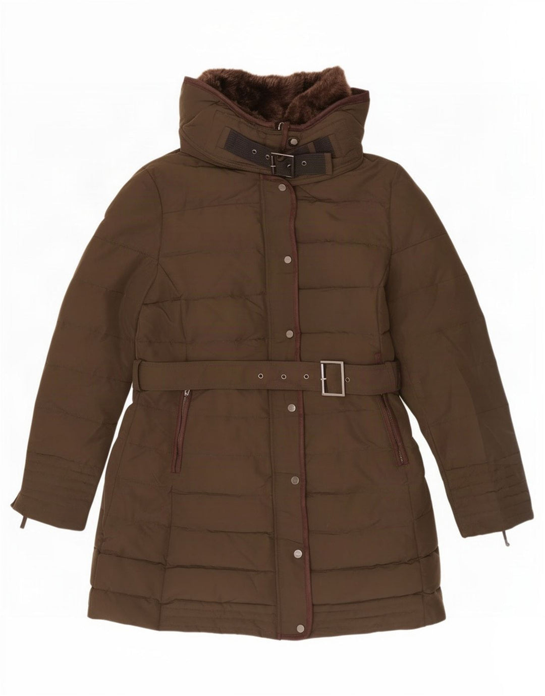 Zara Dame Hætte Polstret Jakke UK 18 XL Khaki Polyester