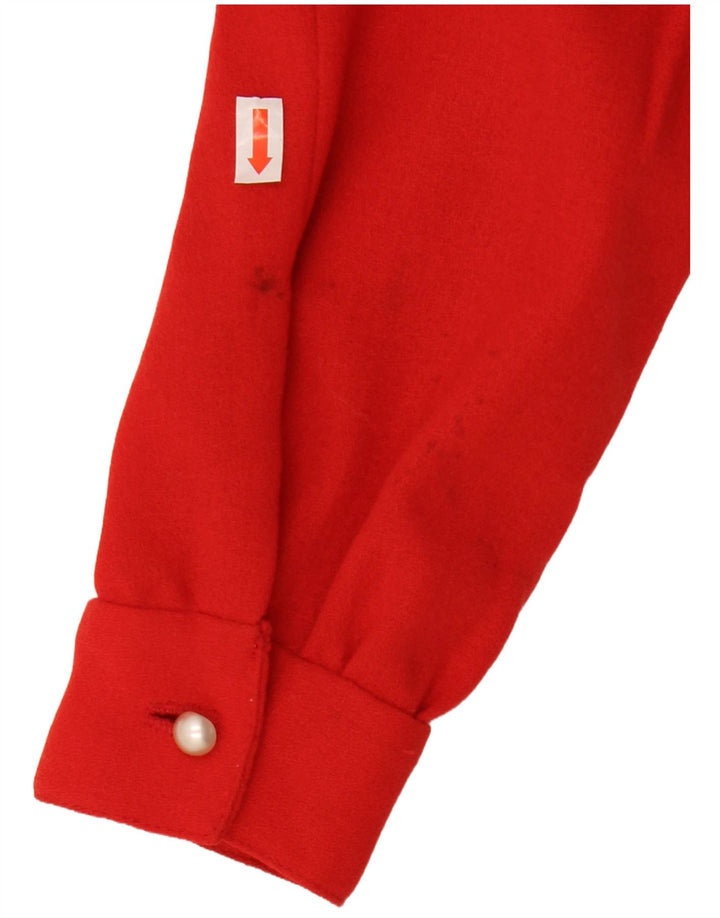 VINTAGE Womens Crop Shirt Bluse UK 12 Medium Red